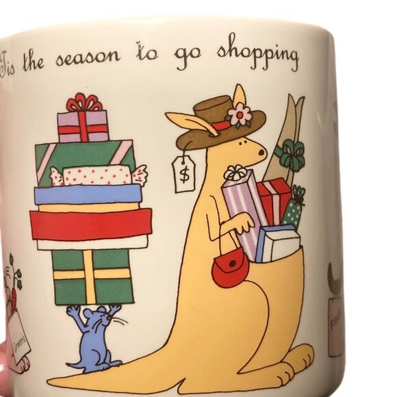 Tis the Season to Go Shopping Christmas Mug Russ Berrie Vintage 80s Funky Retro - Picture 4 of 14